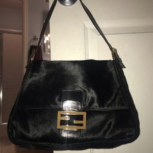 Gorgeous Fendi Black Pony Calf Hair Mama Bag